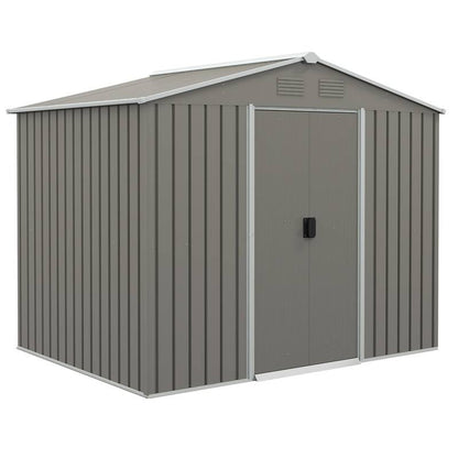 Metal Garden Shed 7.7x5.7ft – Ventilated & Sliding Doors