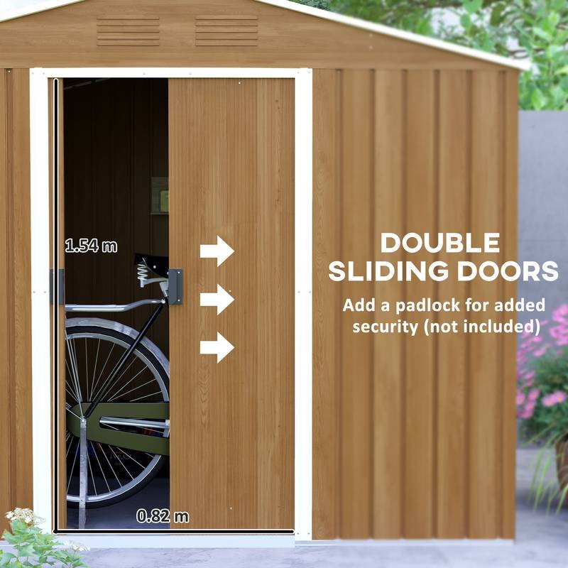 Metal Garden Shed 7.7x5.7ft – Ventilated & Sliding Doors