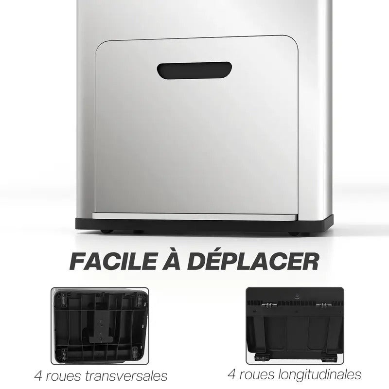 Triple-Compartment Stainless Steel Trash