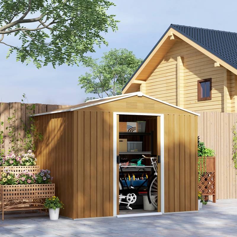 Metal Garden Shed 7.7x5.7ft – Ventilated & Sliding Doors