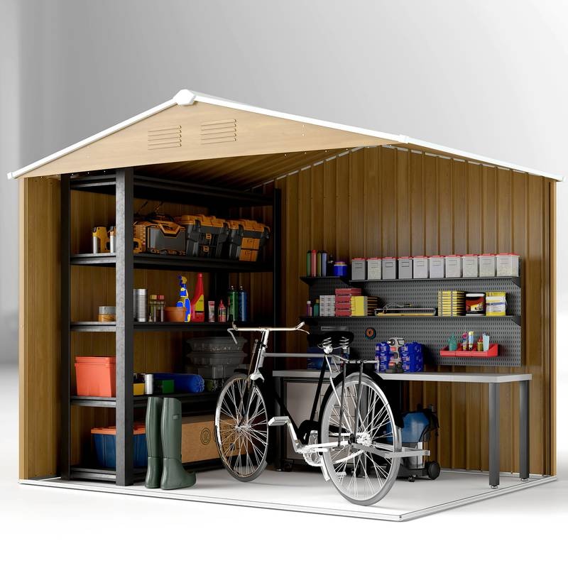 Metal Garden Shed 7.7x5.7ft – Ventilated & Sliding Doors
