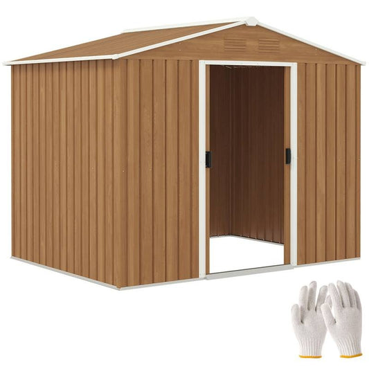Metal Garden Shed 7.7x5.7ft – Ventilated & Sliding Doors