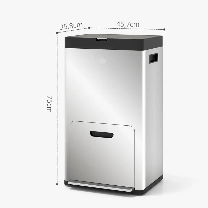 Triple-Compartment Stainless Steel Trash