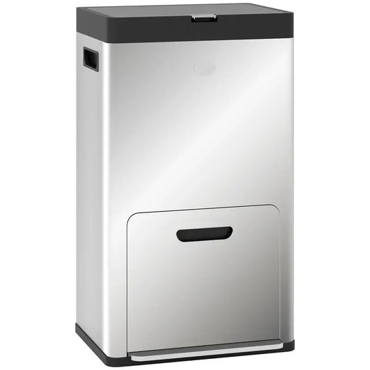 Triple-Compartment Stainless Steel Trash