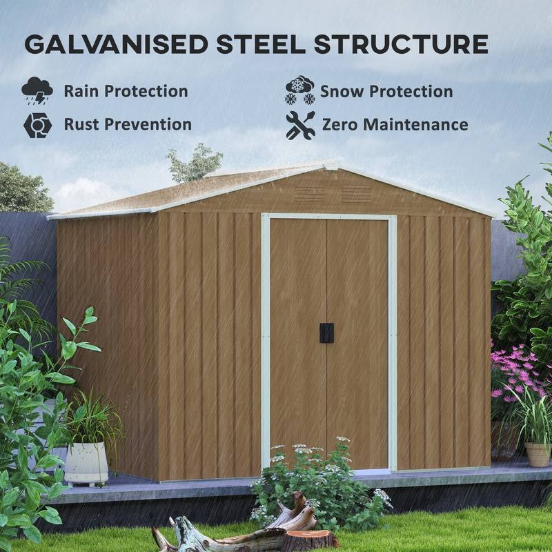 Metal Garden Shed 7.7x5.7ft – Ventilated & Sliding Doors