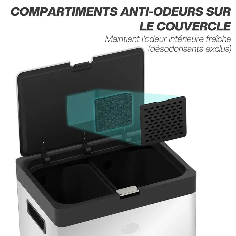 Triple-Compartment Stainless Steel Trash